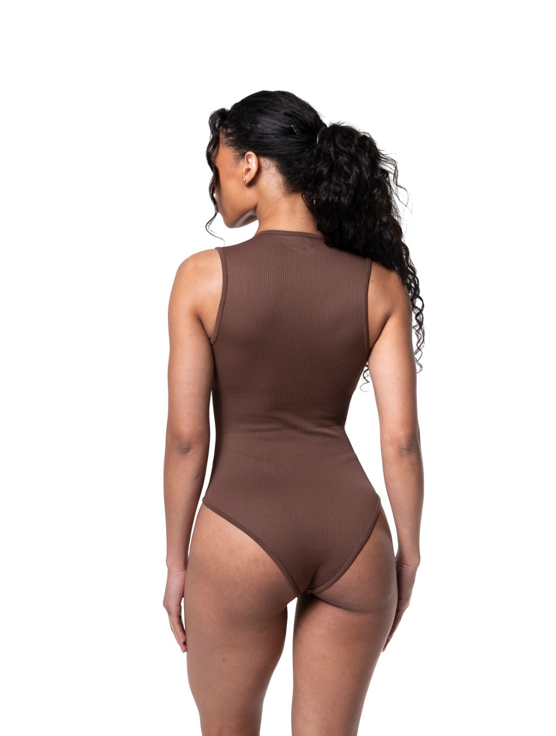 Ribbed Square Neck Shapewear Bodysuit - HeyShape