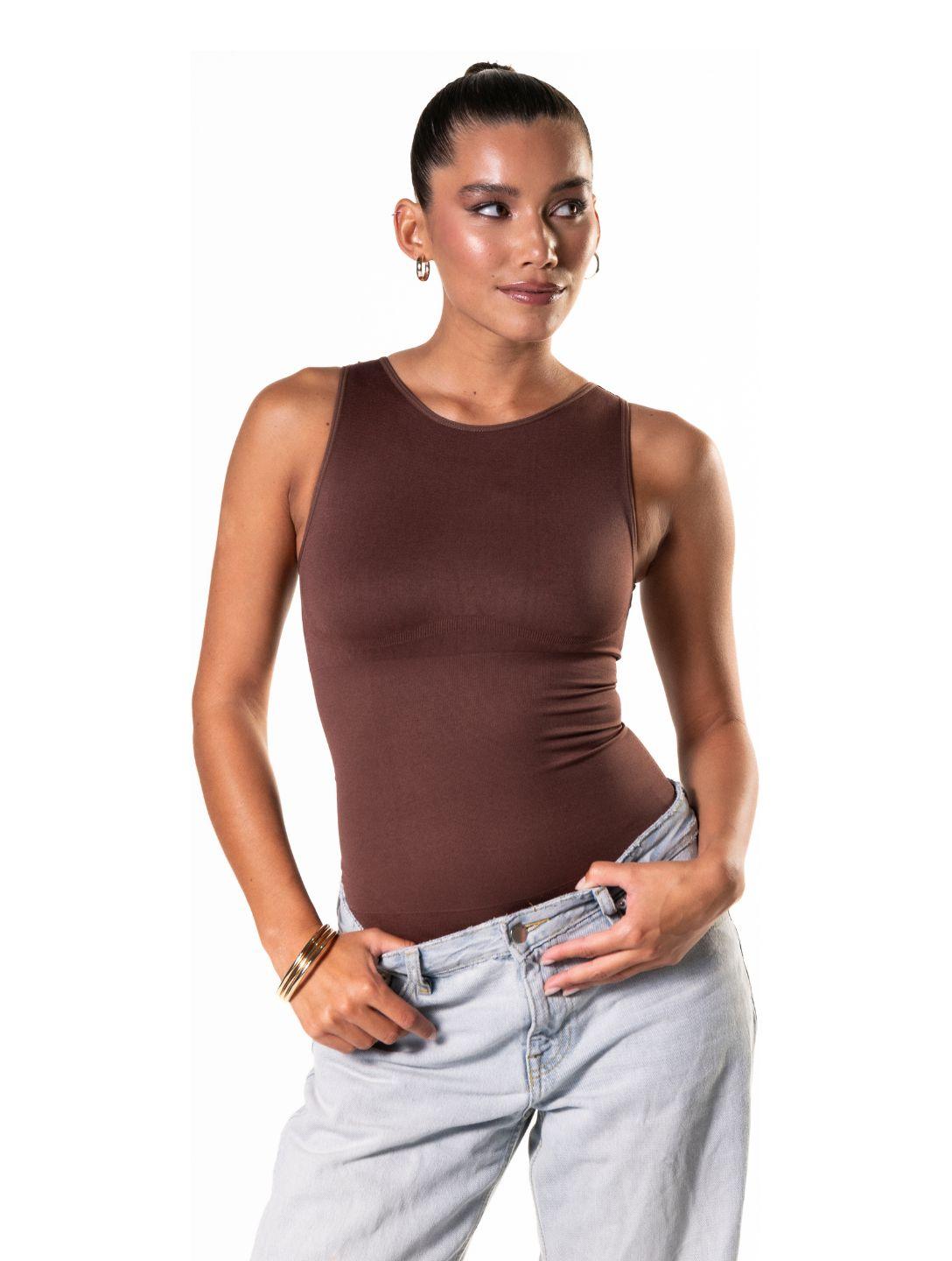 Round Neck Thong Bodysuit - HeyShape